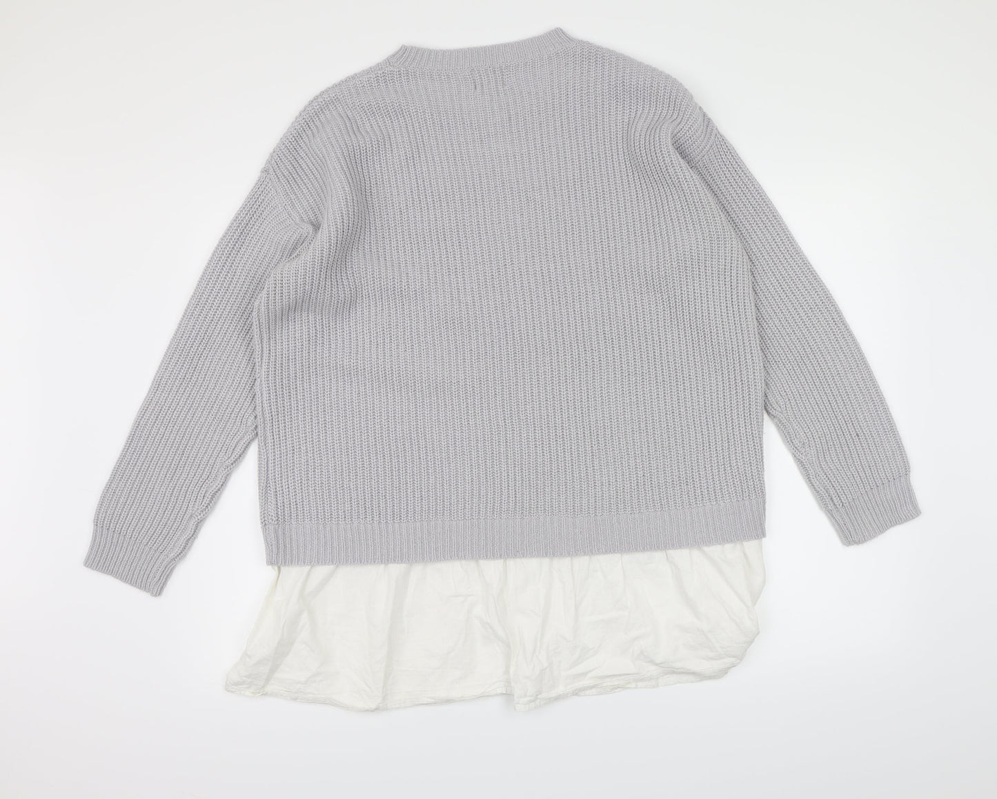 Just Me Womens Grey  Knit Pullover Jumper Size 16