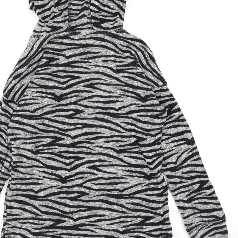 NEXT Girls Grey Animal Print  Pullover Hoodie Size 10 Years