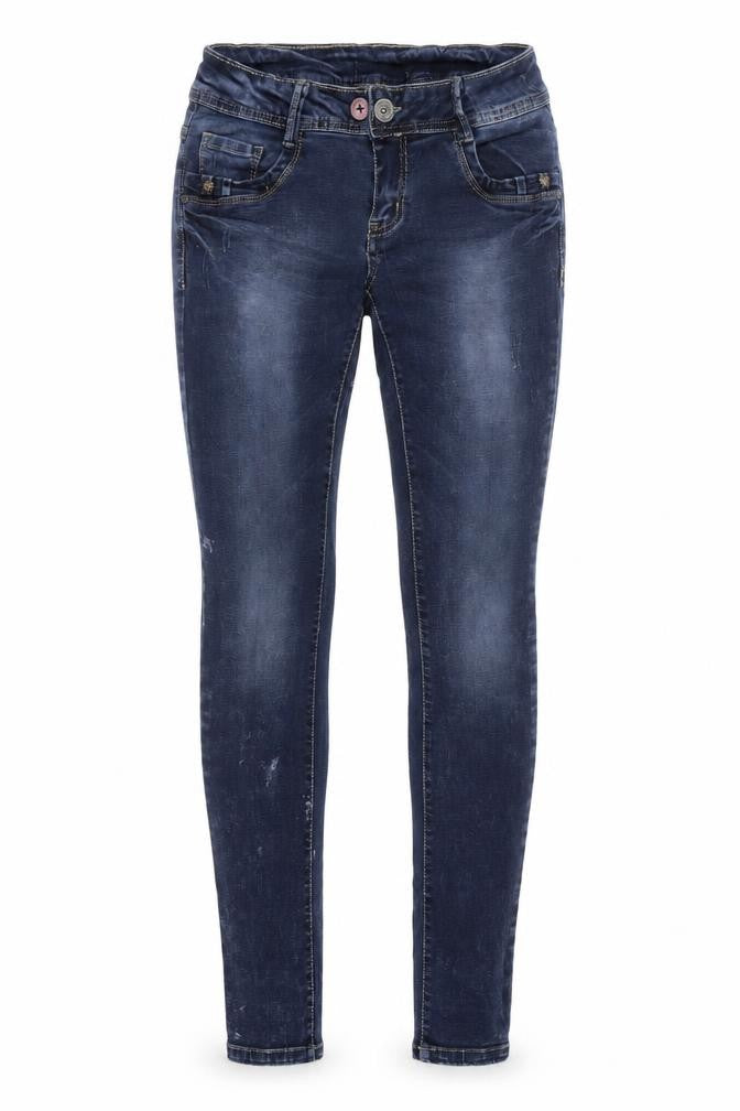Front view of Fashion Jeans women’s blue denim skinny jeans, size UK 26, in, 30-inch leg