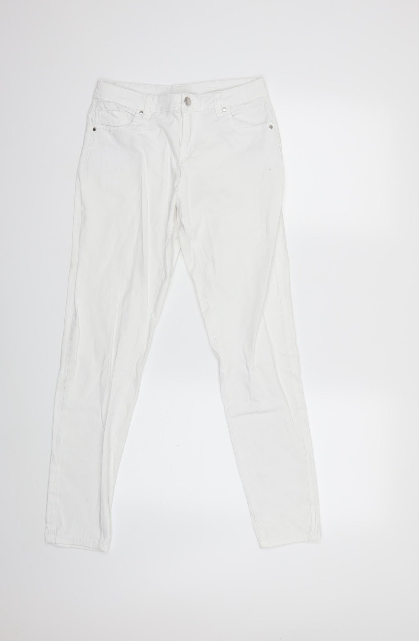 Preworn Womens White  Denim Skinny Jeans Size 26 in L28 in
