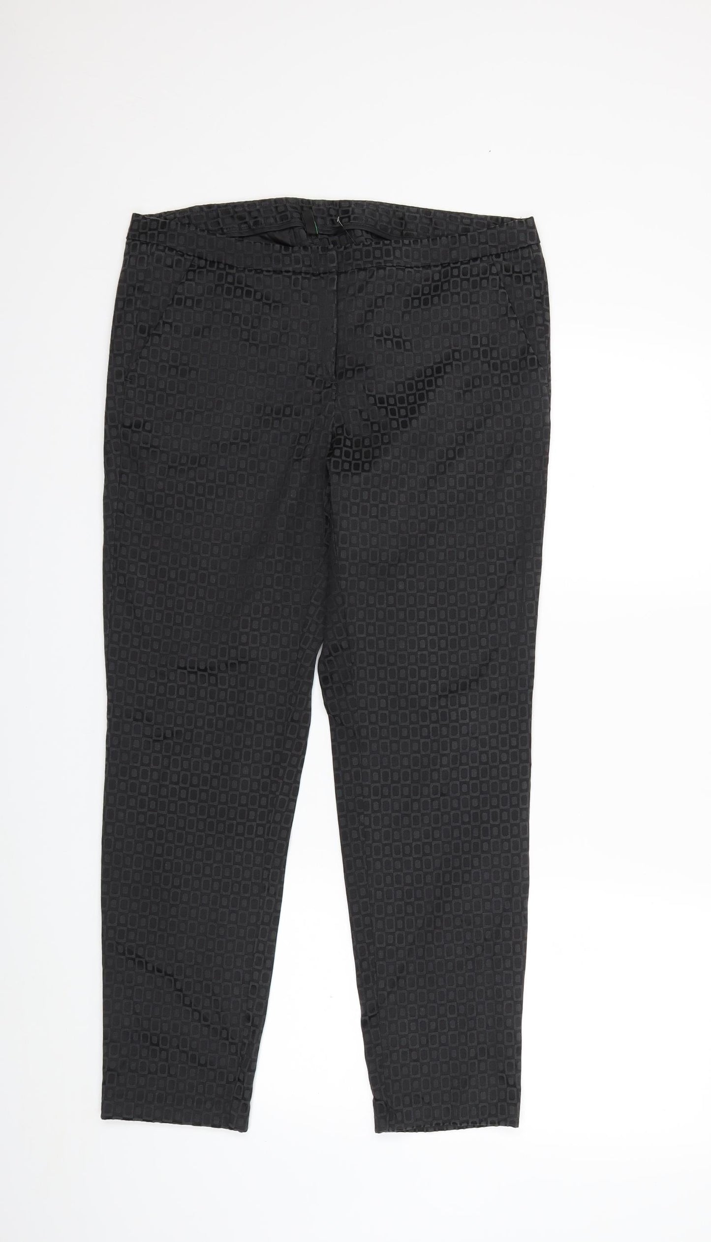 Preworn Womens Grey Geometric  Trousers  Size 14 L28 in