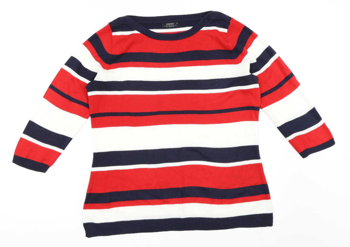 Papaya Womens Red Striped  Pullover Jumper Size 12