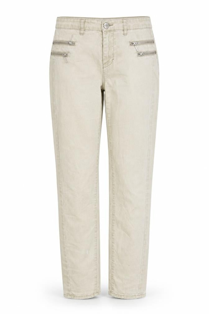 Front view of Only women’s beige denim straight jeans, size M, 29-inch leg