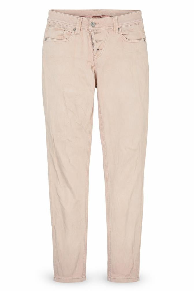 Front view of Buena Vista women’s pink straight jeans, size XS, 30-inch leg
