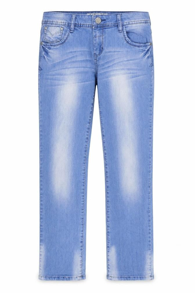 Front view of Red Pepper women’s blue denim straight jeans, size UK 30, in, 31-inch leg