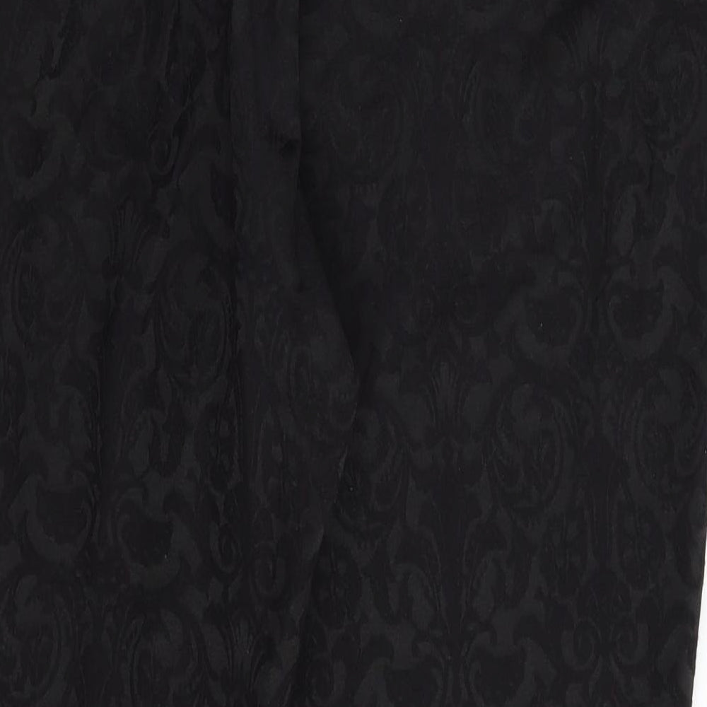 M&S Womens Black Floral  Dress Pants Trousers Size 14 L26 in
