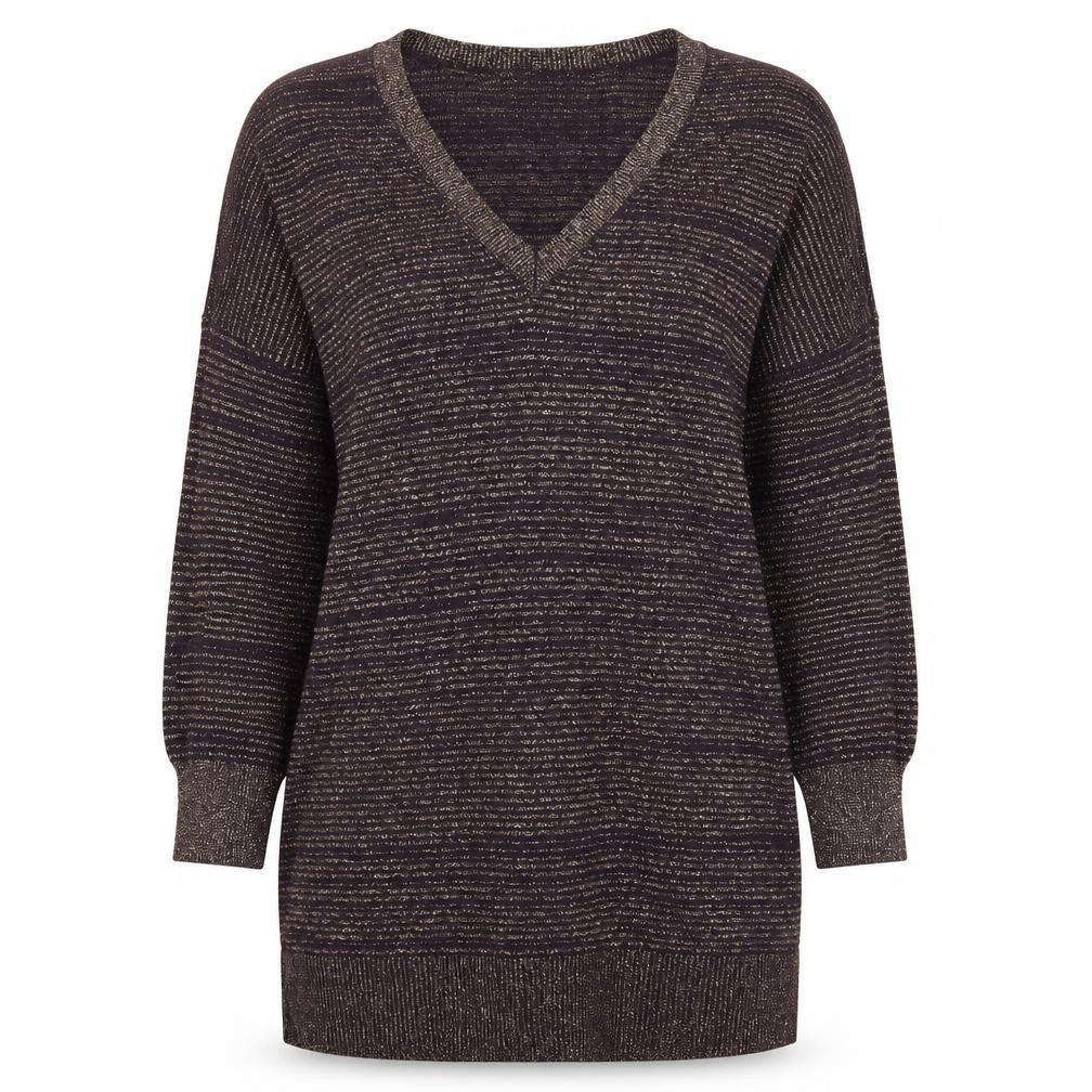 Front view of Gap women’s purple striped jumper, size S