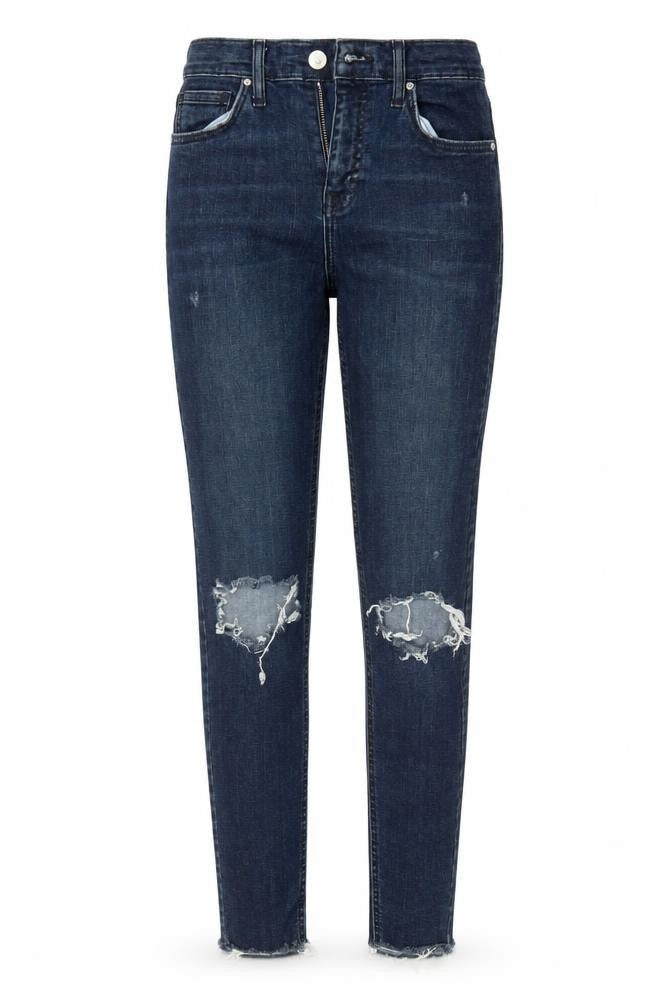 Front view of Topshop women’s blue skinny jeans, size UK 26, 32-inch leg - l