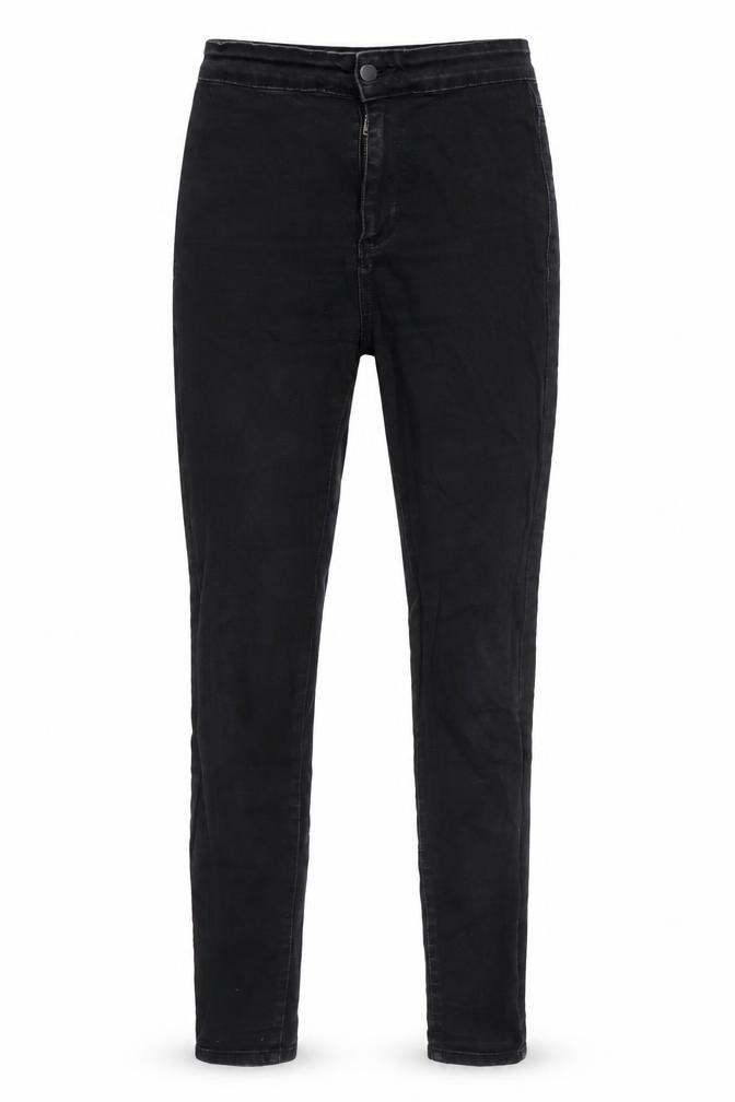 Front view of Denim & Co. women’s black skinny jeans, size UK 8, 27-inch leg