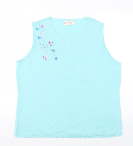 Bonmarché Womens Blue  Rayon Basic T-Shirt Size L