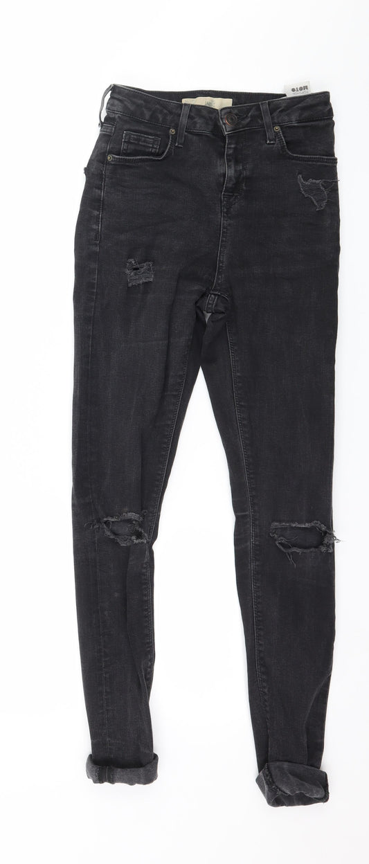 Topshop Womens Black  Denim Skinny Jeans Size 26 in L34 in