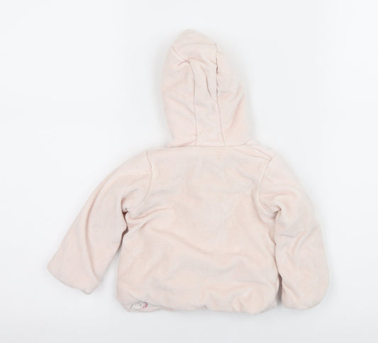 Marks and Spencer Girls Pink Striped Velour Jacket  Size 3-6 Months