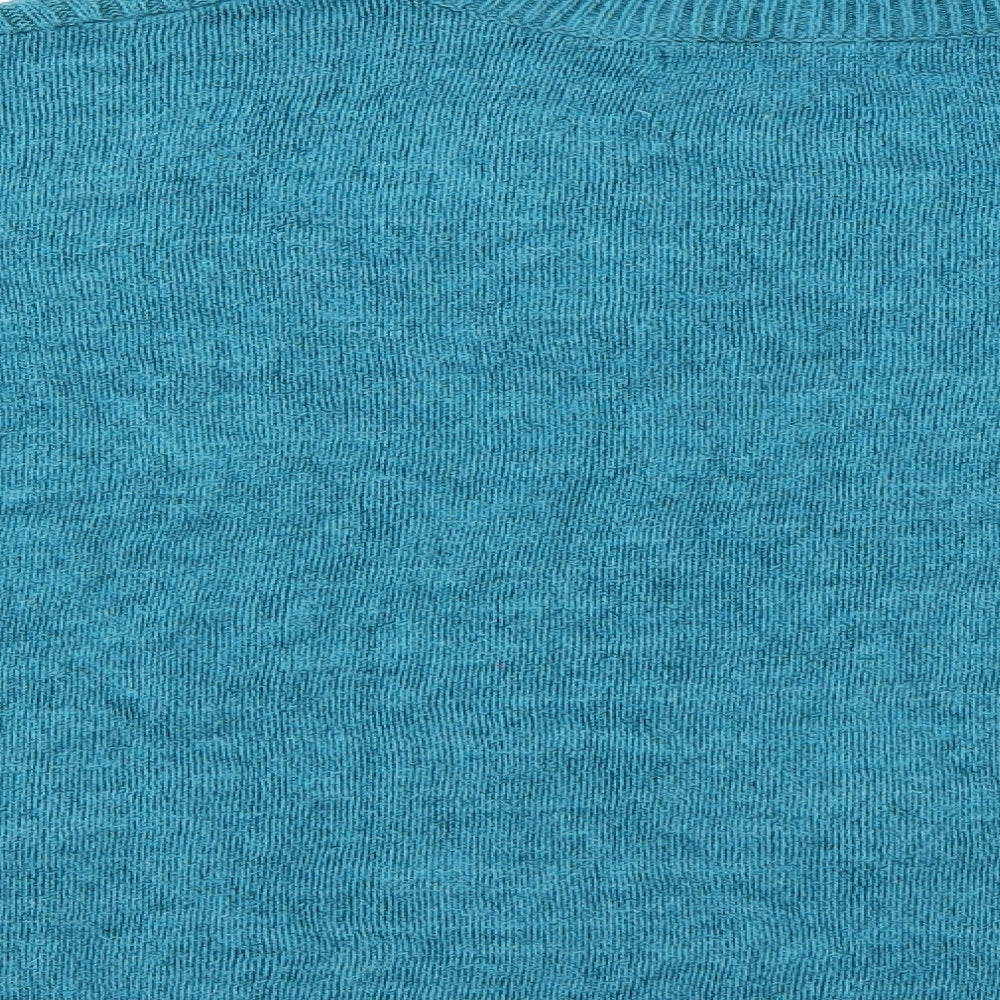 BM Collection Womens Blue Fair Isle  Pullover Jumper Size M