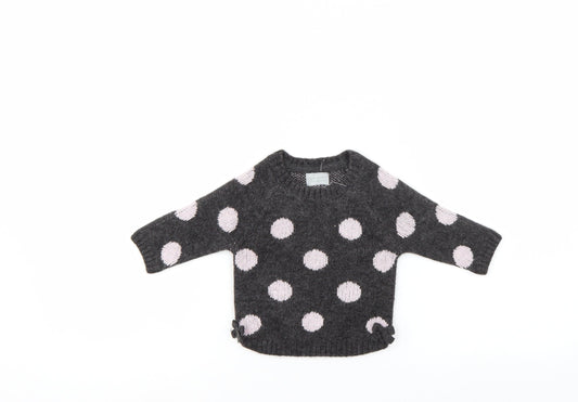 Primark Girls Black Polka Dot  Pullover Jumper Size 3-6 Months