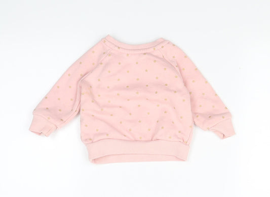Primark Girls Pink Polka Dot  Pullover Jumper Size 3-6 Months  - stars