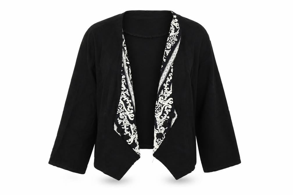 Front view of Preworn women’s black jacket, size UK 14