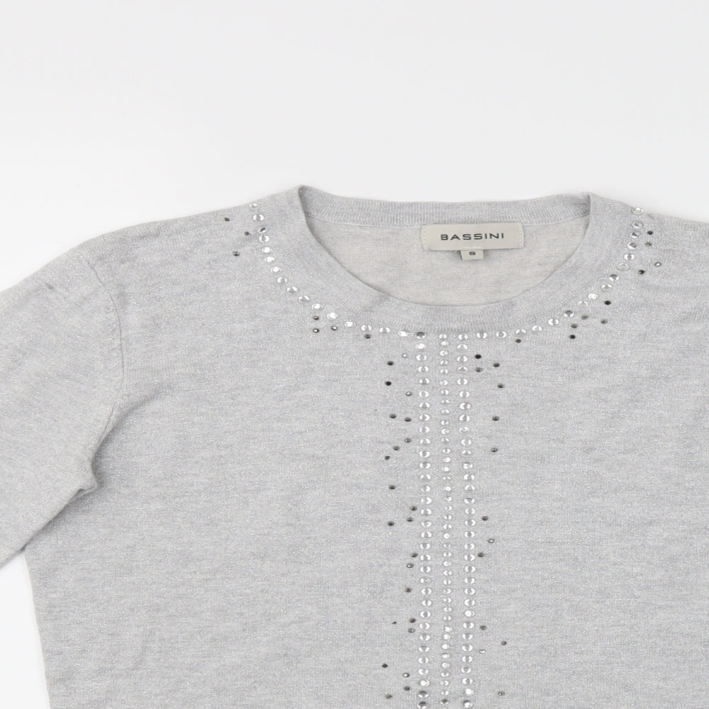 BASSINI Womens Grey   Basic T-Shirt Size S
