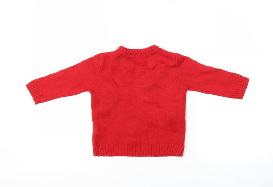Matalan Girls Red   Pullover Jumper Size 12-18 Months  - penguin