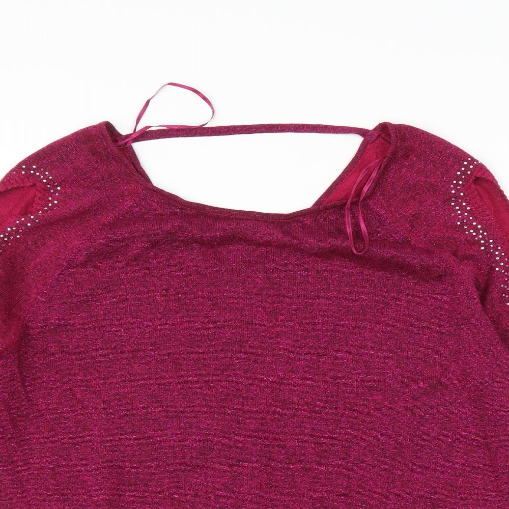 Matalan Womens Pink   Pullover Jumper Size 12  - Cut Out Shoulder