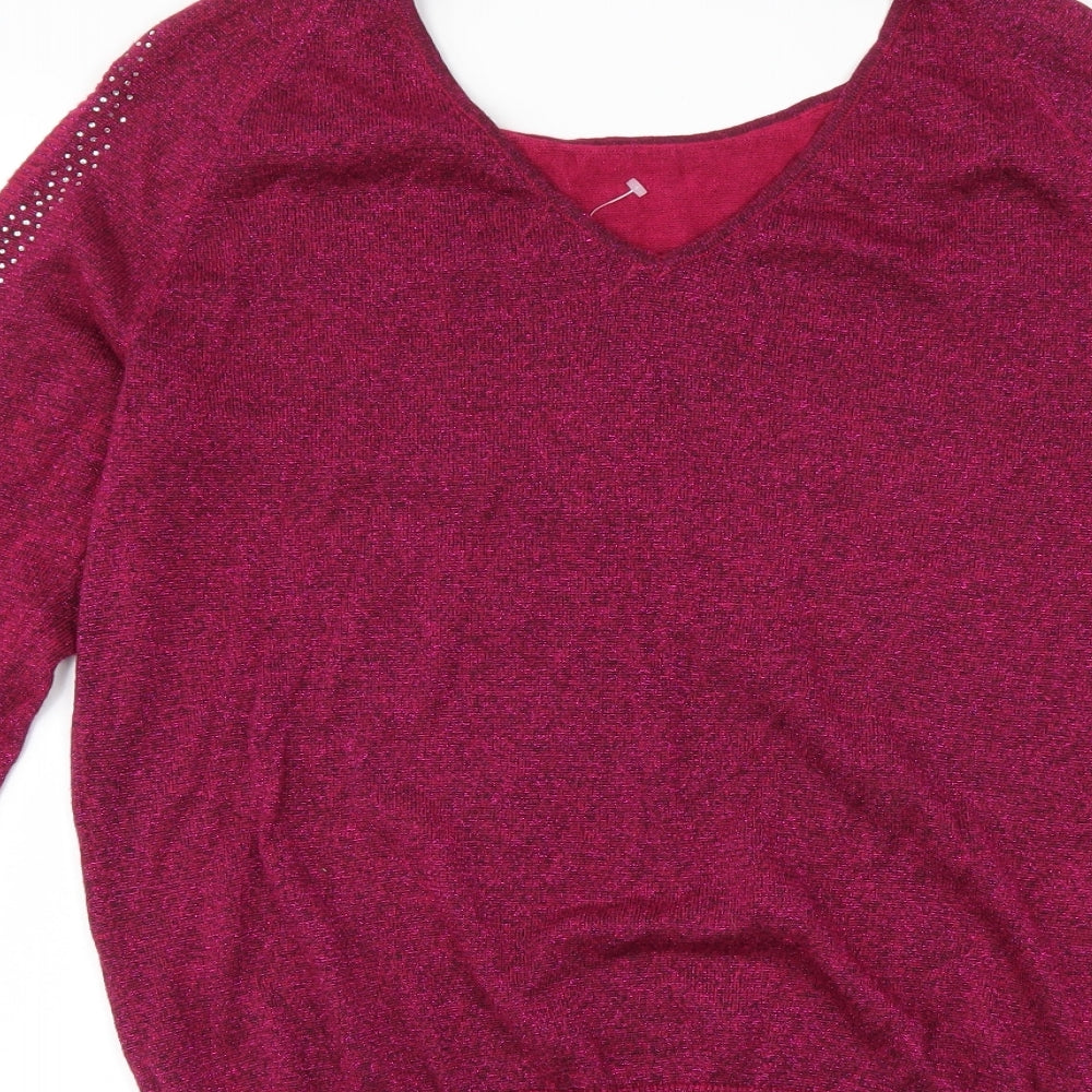 Matalan Womens Pink   Pullover Jumper Size 12  - Cut Out Shoulder