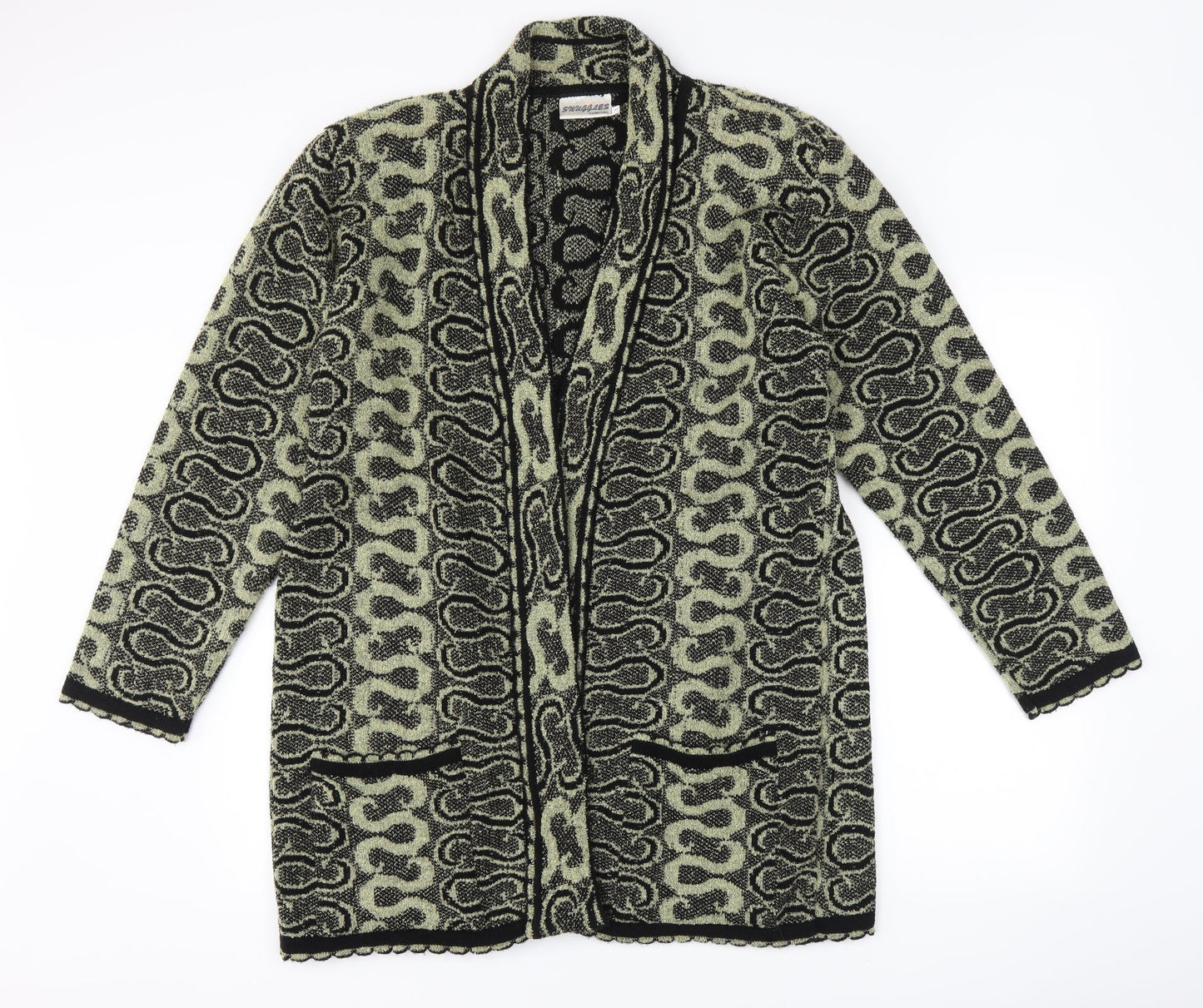 snuggles Womens Black Geometric  Jacket Coatigan Size L