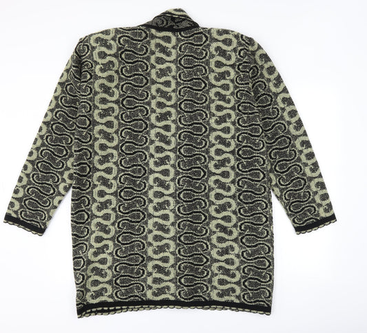 snuggles Womens Black Geometric  Jacket Coatigan Size L