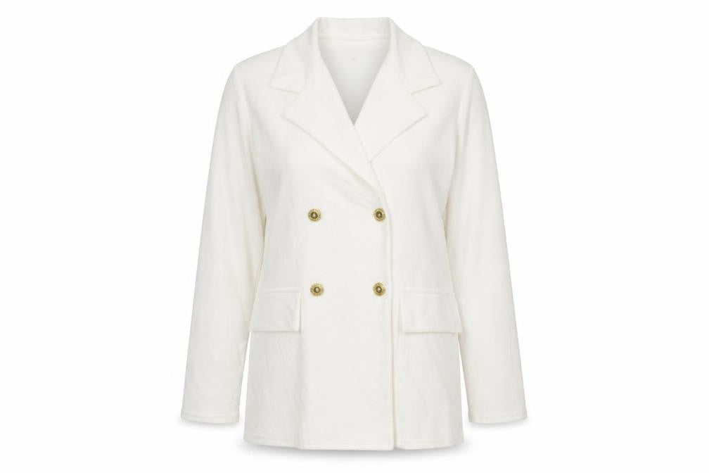 Front view of Preworn women’s white jacket, size M, - lightweight