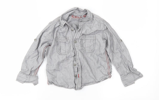Rebel Boys Grey Striped  Basic Button-Up Size 2-3 Years