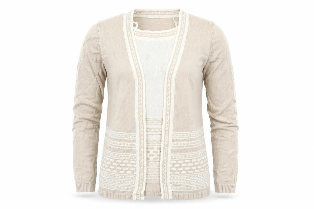 Front view of Bonmarché women’s brown geometric knit jumper, size XS