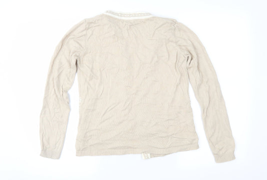 Bonmarché Womens Brown Geometric Knit Pullover Jumper Size XS