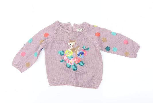 NEXT Girls Purple Fair Isle Knit Pullover Jumper Size 3-6 Months