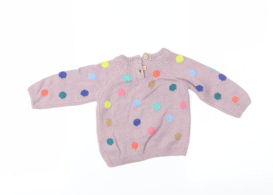 NEXT Girls Purple Fair Isle Knit Pullover Jumper Size 3-6 Months