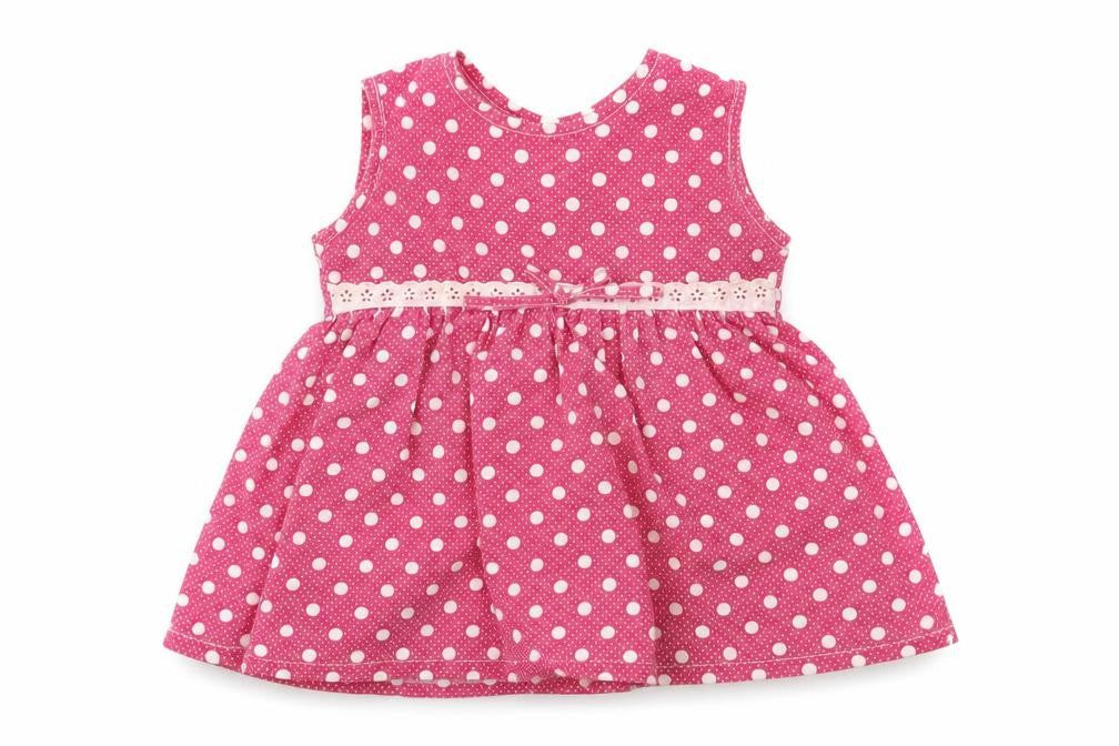 Front view of Isabelle Rose Collection girls’ pink polka dot fit & flare, size 18-24, months