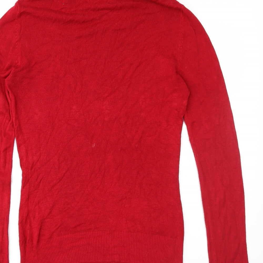 R+B Womens Red  Knit Pullover Jumper Size M