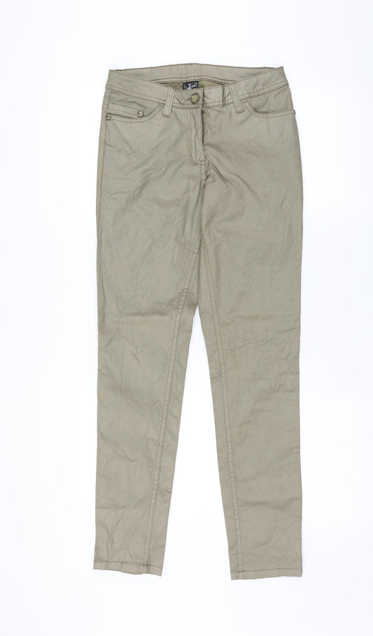 UpFashion Womens Green   Trousers  Size 8 L30 in - Shiny Metallic