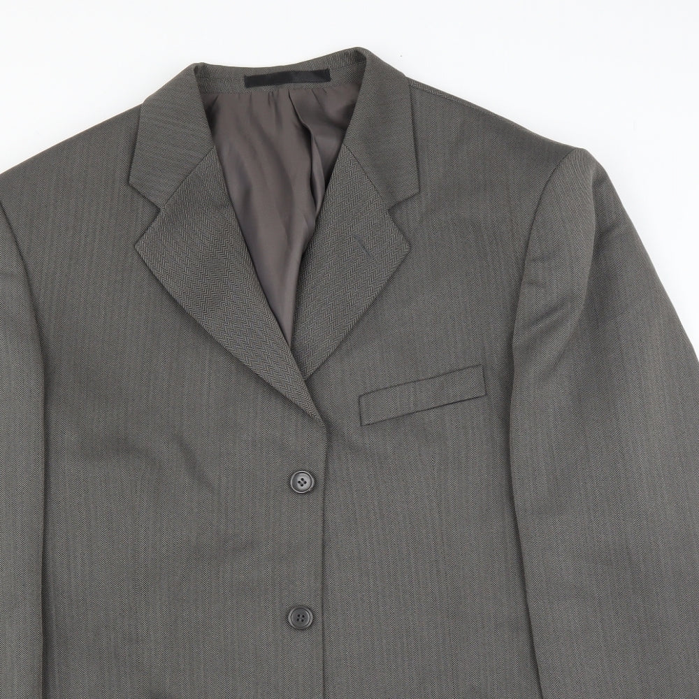 Zantos Mens Grey Herringbone  Jacket Suit Jacket Size 42