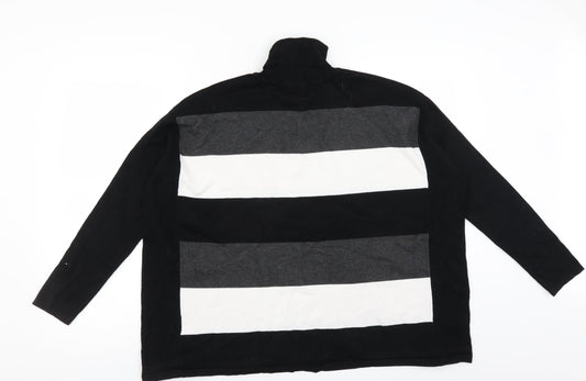 Marble Womens Black Striped  Pullover Jumper Size S