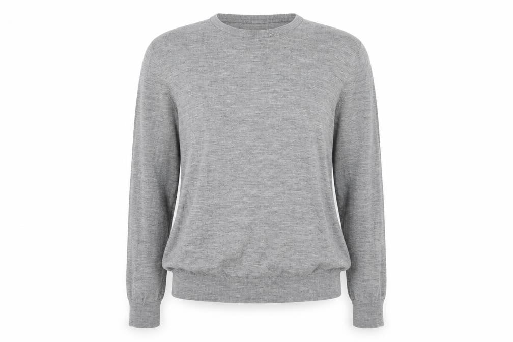 Front view of Preworn women’s grey jumper, size UK 12