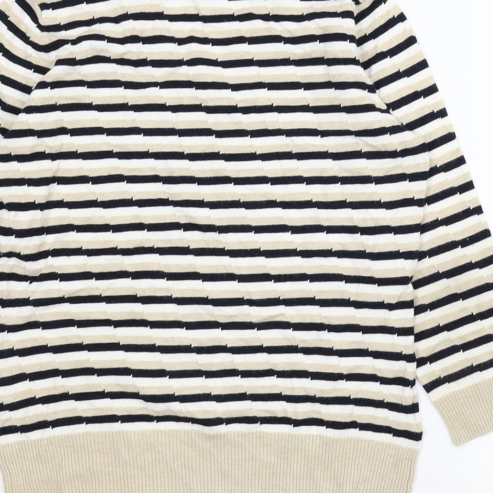 CC Womens Beige Striped  Pullover Jumper Size M