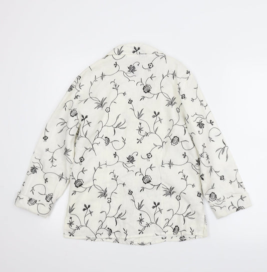 Anne Carson Womens White Floral  Basic Blouse Size M