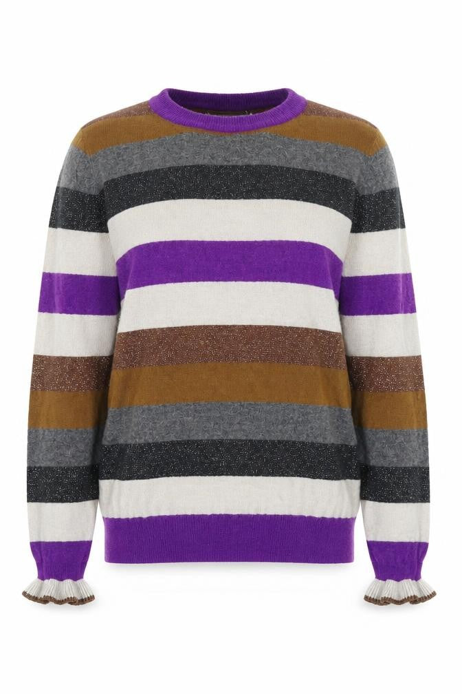 Front view of B. Young women’s multicoloured striped jumper, size L