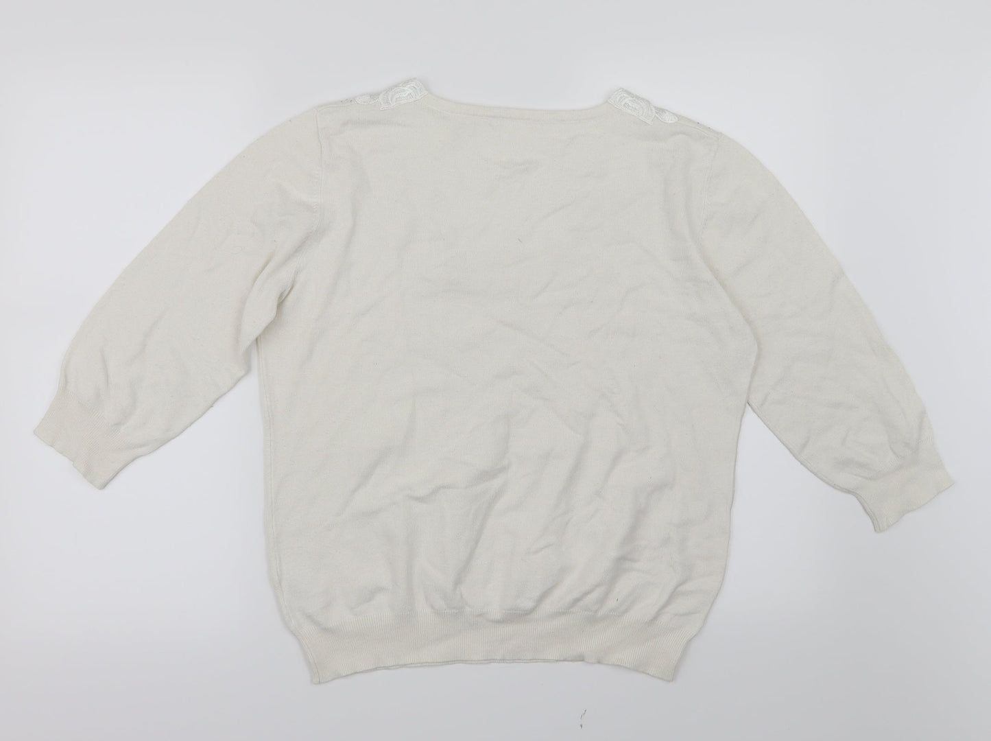Preworn Womens White  Knit Pullover Jumper Size L