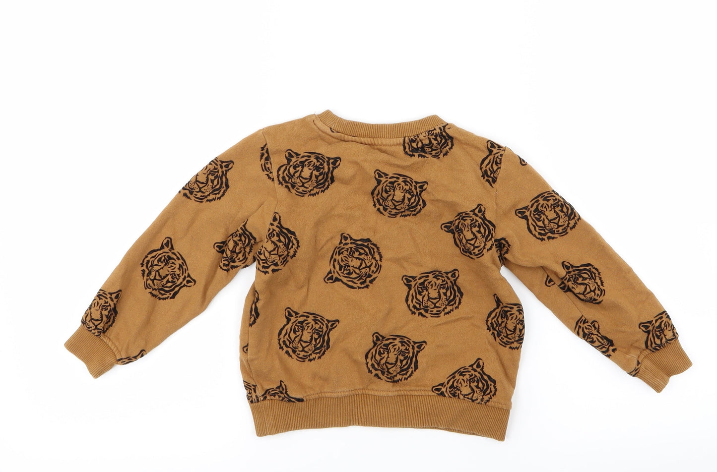 H&M Boys Brown Geometric  Pullover Jumper Size 2 Years  - Tiger