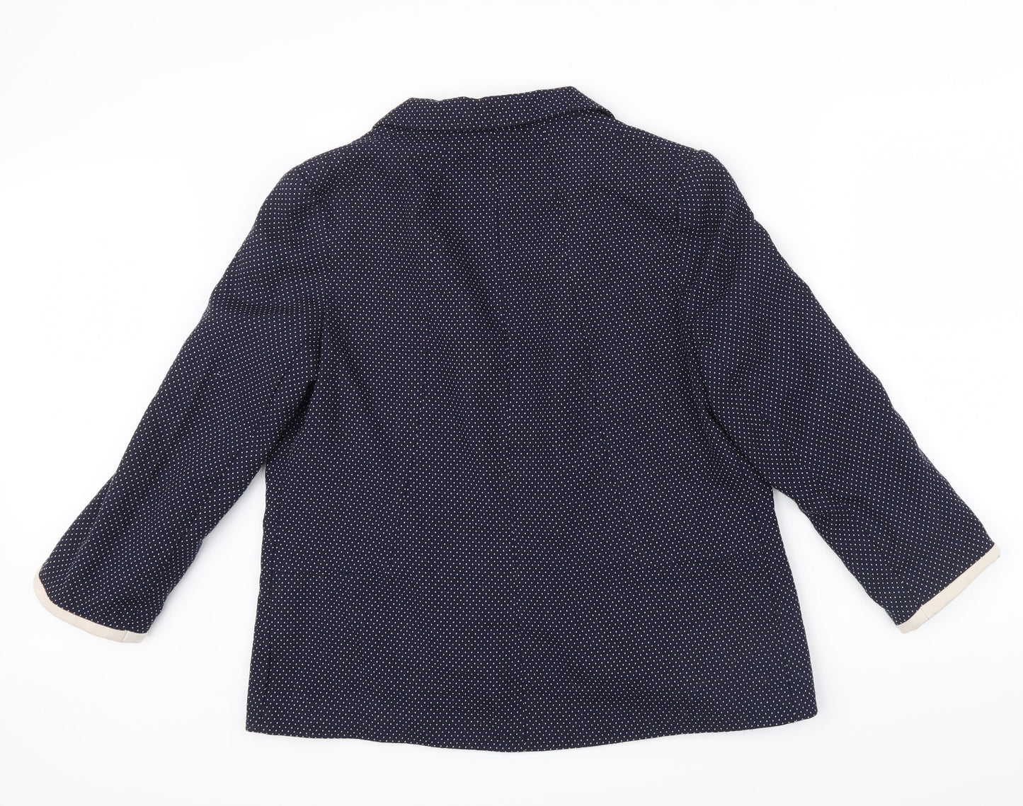 Wallis Womens Blue Polka Dot  Jacket  Size 14  - cream trim around sleeves
