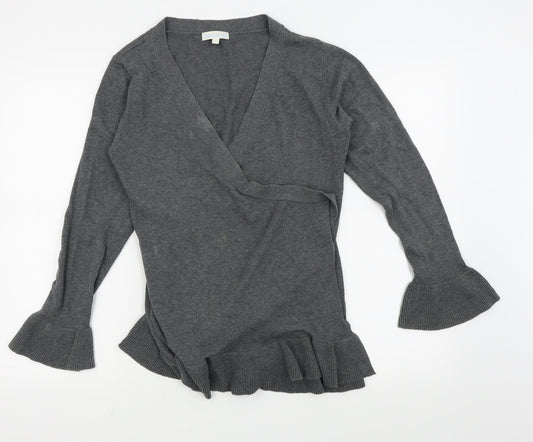 JoJo Maman Bébé Womens Grey   Wrap T-Shirt Size S