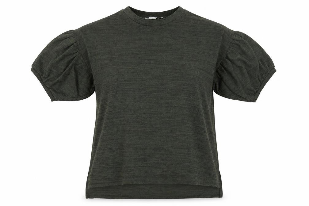 Front view of vasmasi women’s green basic t-shirt, size UK 14