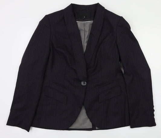 preworn  Womens Purple Striped  Jacket Blazer Size 14