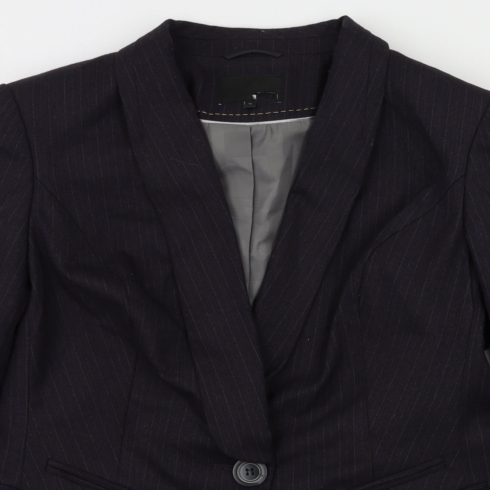 preworn  Womens Purple Striped  Jacket Blazer Size 14