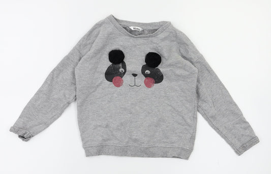 M&Co Girls Grey Animal Print  Pullover Jumper Size 4-5 Years