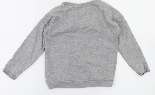 M&Co Girls Grey Animal Print  Pullover Jumper Size 4-5 Years